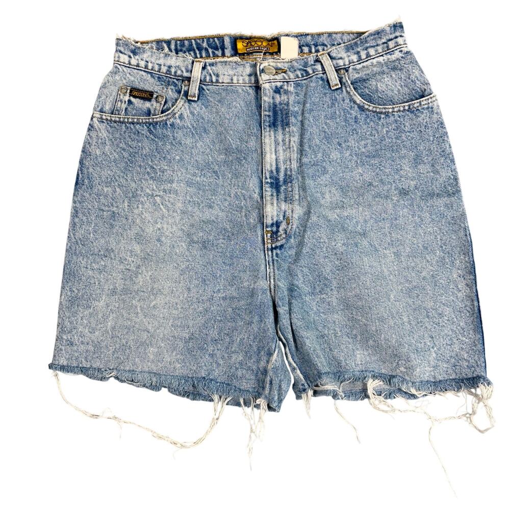 Vintage 90s Sasson Acid Wash High Rise Denim Shorts Cut Offs Plus 18 Retro Mom